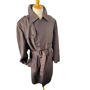 Hart Schaffner Marx Trench Coat All Weather Zip Wool Liner Mens 42L Gray